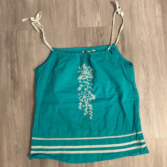Roxy tank turquoise embroidered top size medium - Picture 1 of 3
